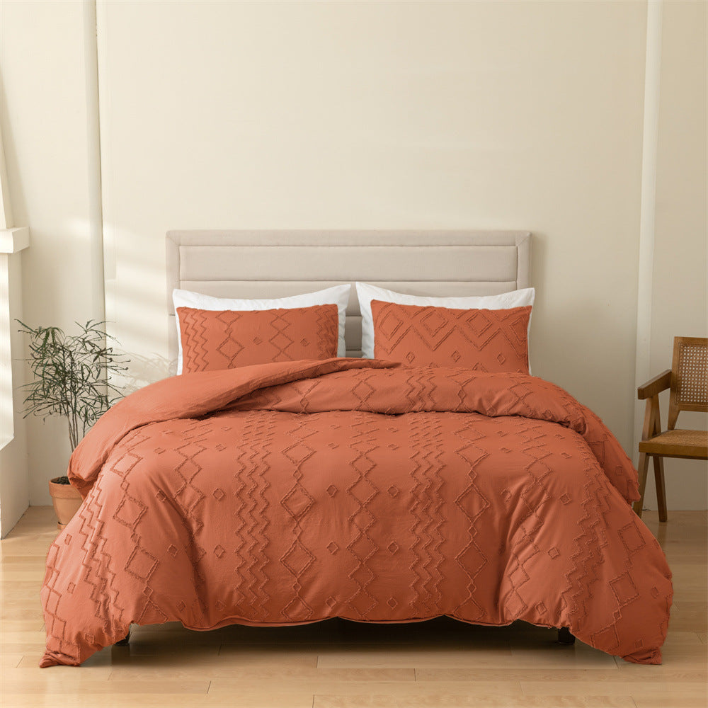 3-Piece Geometric Cut Flower Duvet Cover and Pillowcase Set - Calm Cloud Bedding